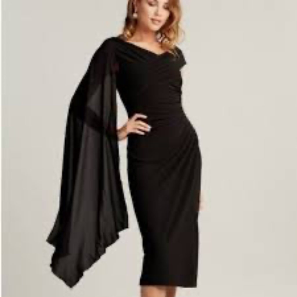 Nwt Tadashi Shoji Masson Cape Sleeve Sheath Black Dress